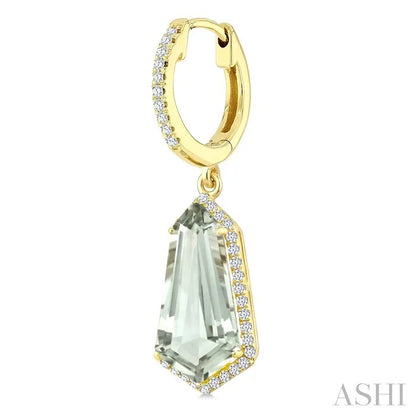 Evoque Gemstone Shield Shape & Halo Diamond Earrings