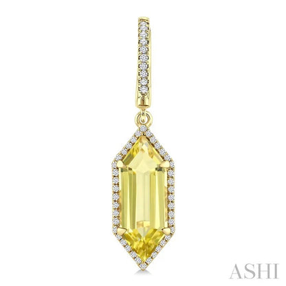Evoque Gemstone Hexagon Shape & Halo Diamond Earrings