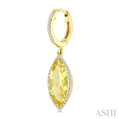 Evoque Gemstone Marquise Shape & Halo Diamond Earrings