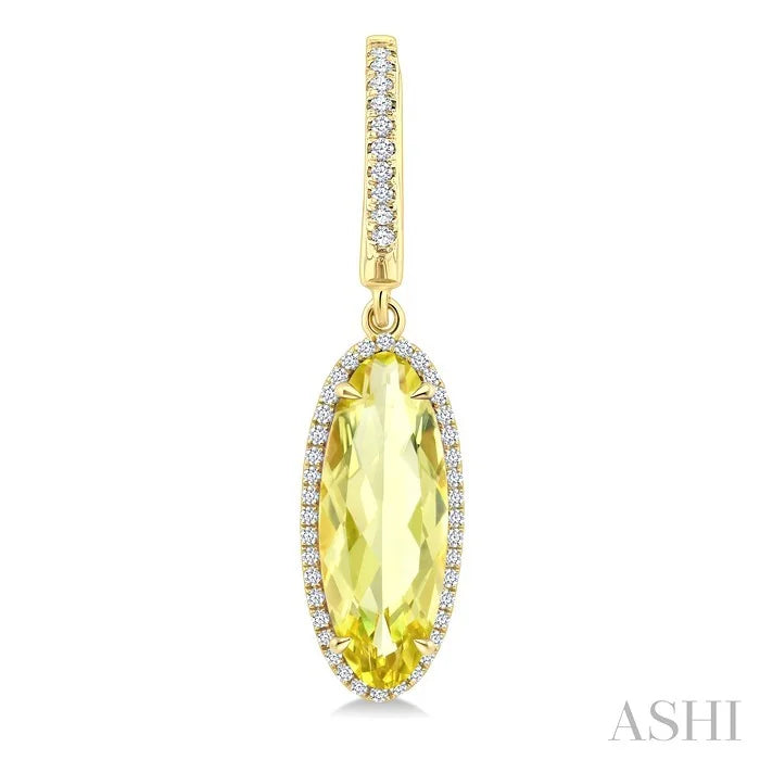 Evoque Gemstone Oval Shape & Halo Diamond Earrings