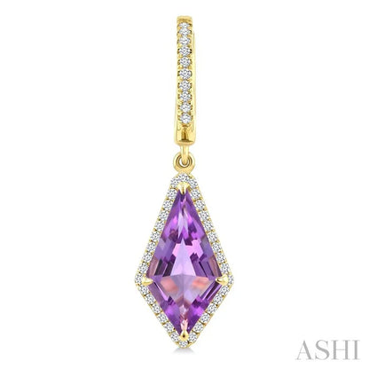 Evoque Gemstone Kite Shape & Halo Diamond Earrings