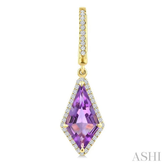 Evoque Gemstone Kite Shape & Halo Diamond Earrings