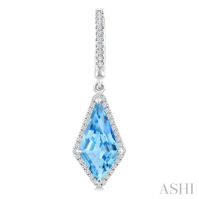 Evoque Gemstone Kite Shape & Halo Diamond Earrings