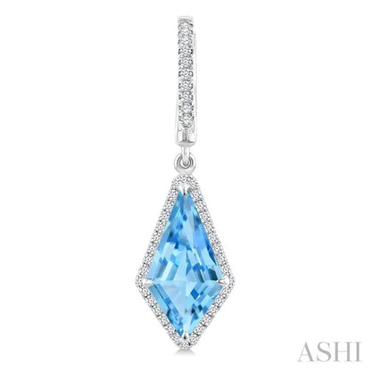 Evoque Gemstone Kite Shape & Halo Diamond Earrings