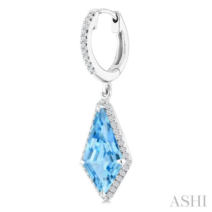 Evoque Gemstone Kite Shape & Halo Diamond Earrings