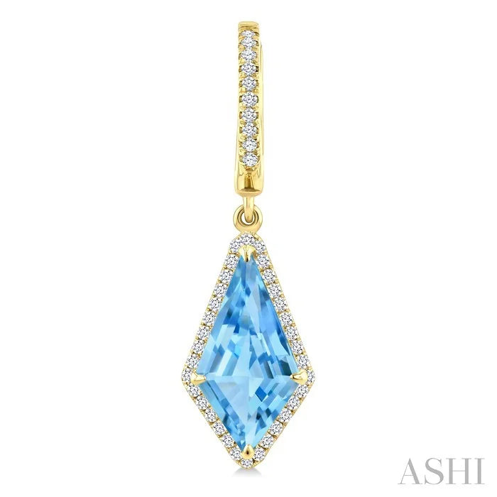 Evoque Gemstone Kite Shape & Halo Diamond Earrings