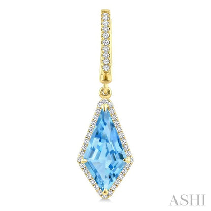 Evoque Gemstone Kite Shape & Halo Diamond Earrings