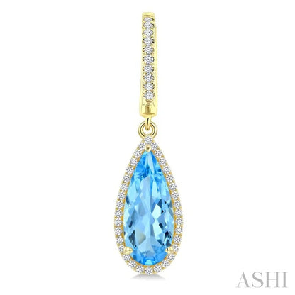 Evoque Gemstone Pear Shape & Halo Diamond Earrings