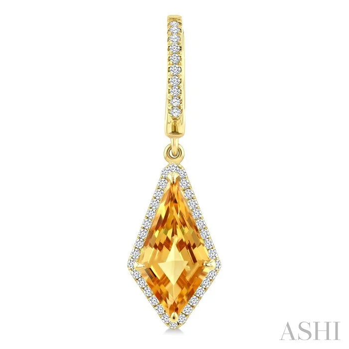 Evoque Gemstone Kite Shape & Halo Diamond Earrings