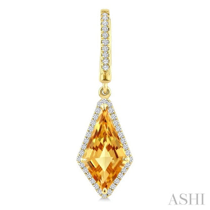 Evoque Gemstone Kite Shape & Halo Diamond Earrings