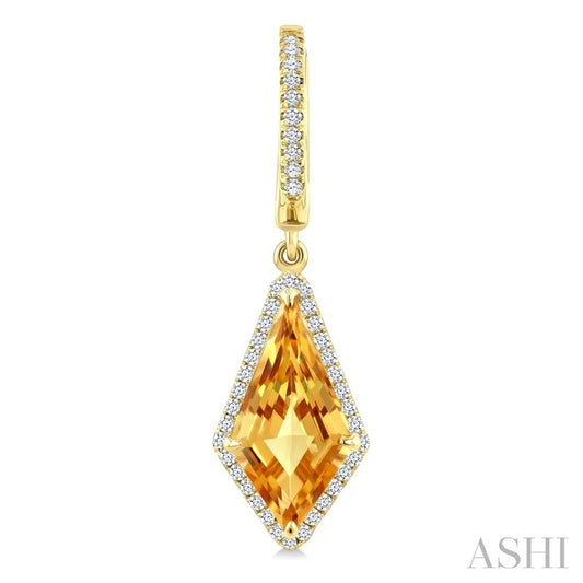 Evoque Gemstone Kite Shape & Halo Diamond Earrings