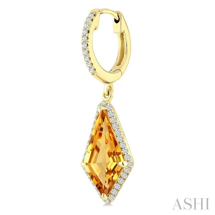 Evoque Gemstone Kite Shape & Halo Diamond Earrings