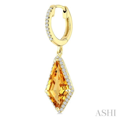 Evoque Gemstone Kite Shape & Halo Diamond Earrings