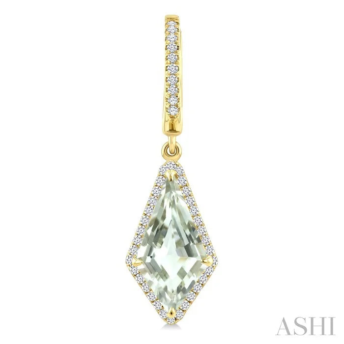 Evoque Gemstone Kite Shape & Halo Diamond Earrings