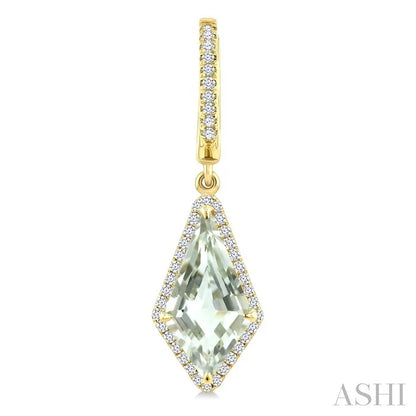 Evoque Gemstone Kite Shape & Halo Diamond Earrings