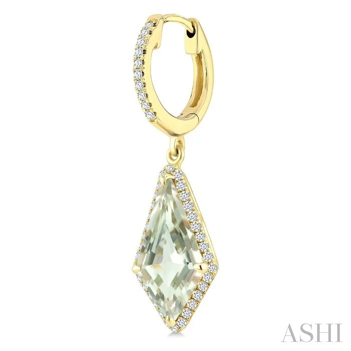 Evoque Gemstone Kite Shape & Halo Diamond Earrings