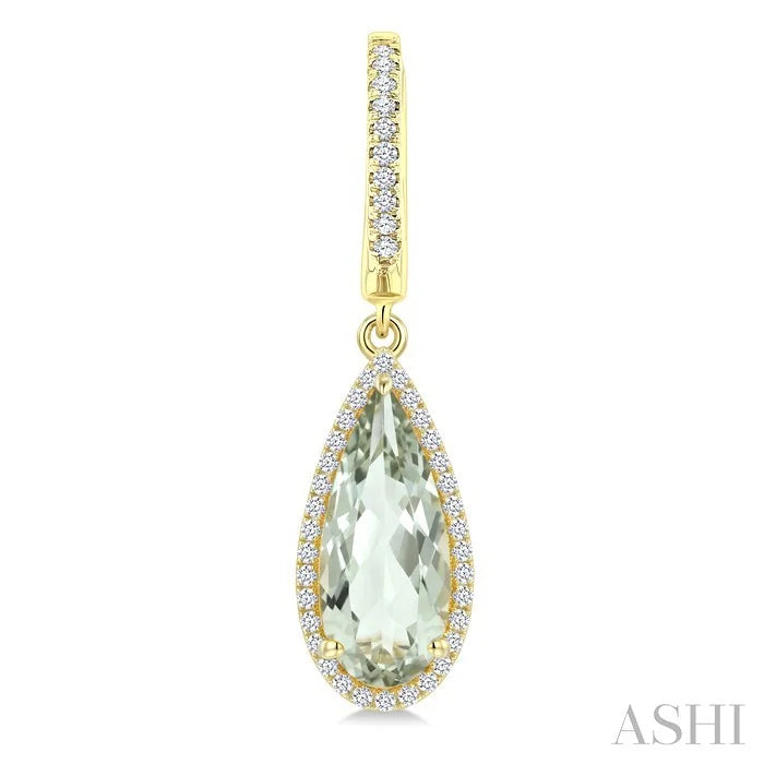 Evoque Gemstone Pear Shape & Halo Diamond Earrings