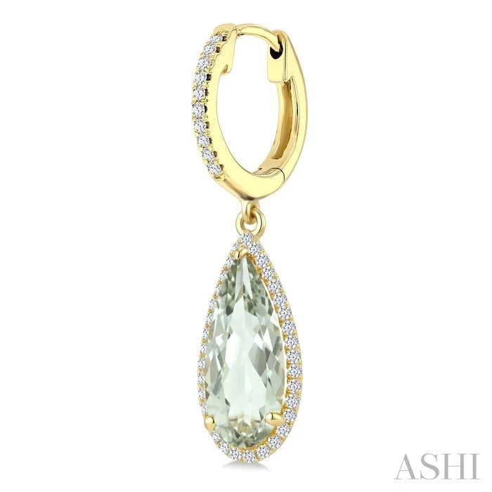 Evoque Gemstone Pear Shape & Halo Diamond Earrings