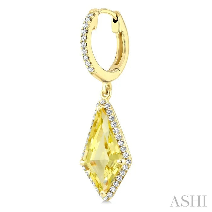 Evoque Gemstone Kite Shape & Halo Diamond Earrings