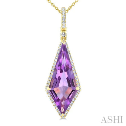 Evoque Gemstone Kite Shape & Halo Diamond Pendant