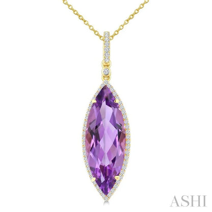 Evoque Gemstone Marquise Shape & Halo Diamond Pendant
