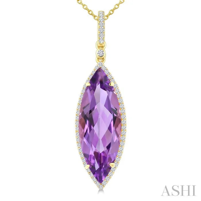 Evoque Gemstone Marquise Shape & Halo Diamond Pendant