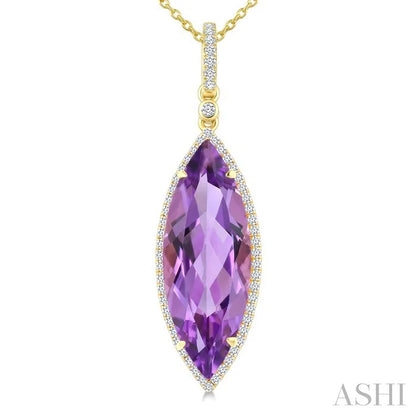 Evoque Gemstone Marquise Shape & Halo Diamond Pendant