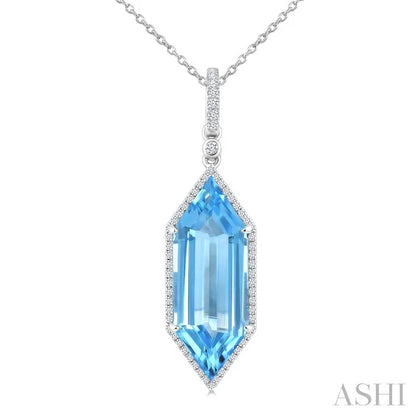 Evoque Gemstone Hexagon Shape & Halo Diamond Pendant