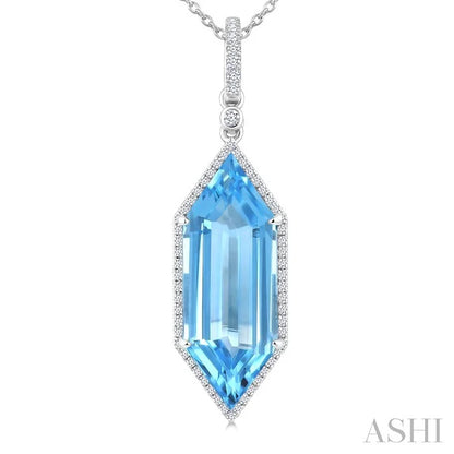 Evoque Gemstone Hexagon Shape & Halo Diamond Pendant