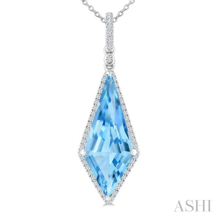 Evoque Gemstone Kite Shape & Halo Diamond Pendant