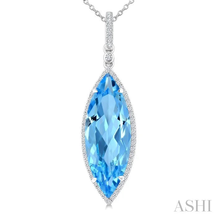 Evoque Gemstone Marquise Shape & Halo Diamond Pendant
