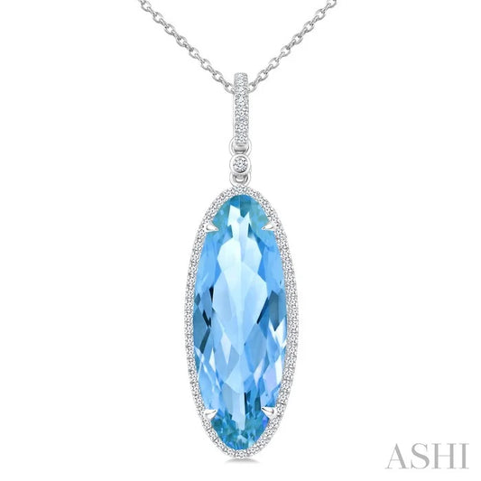 Evoque Gemstone Oval Shape & Halo Diamond Pendant
