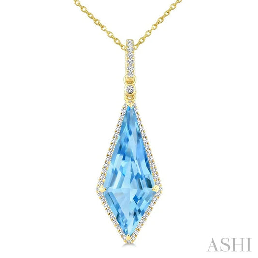 Evoque Gemstone Kite Shape & Halo Diamond Pendant