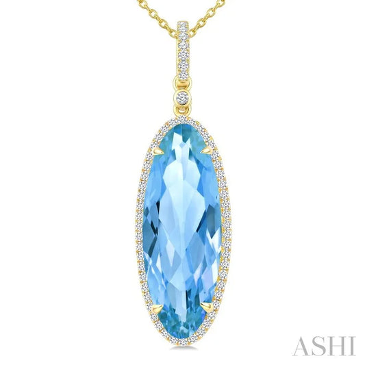 Evoque Gemstone Oval Shape & Halo Diamond Pendant