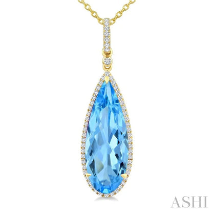Evoque Gemstone Pear Shape & Halo Diamond Pendant