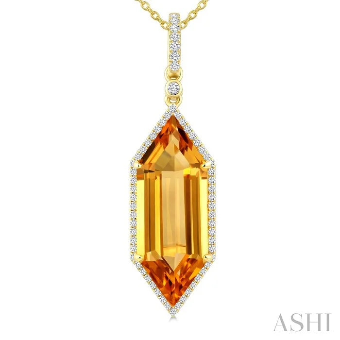 Evoque Gemstone Hexagon Shape & Halo Diamond Pendant
