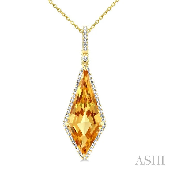 Evoque Gemstone Kite Shape & Halo Diamond Pendant