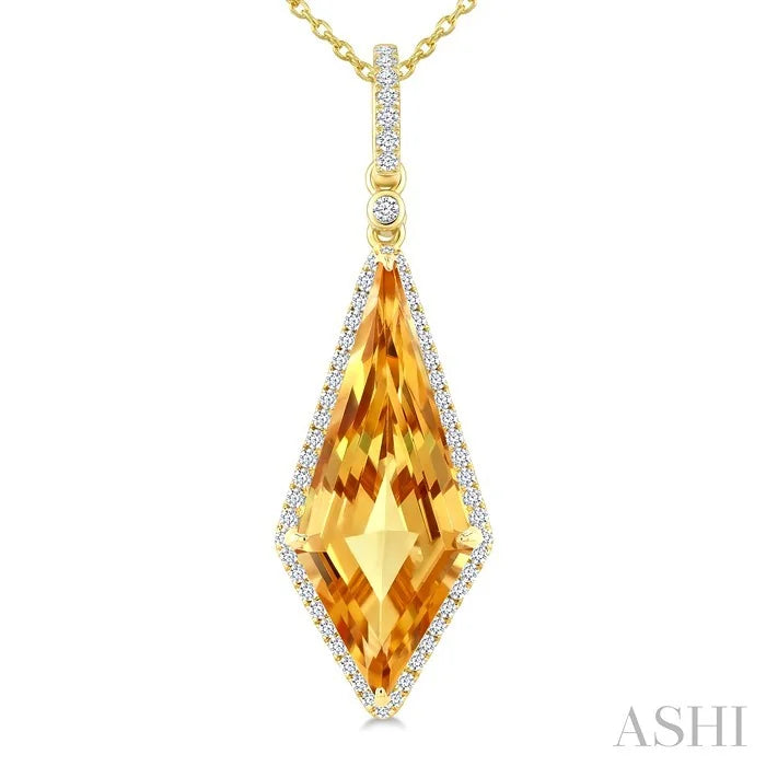 Evoque Gemstone Kite Shape & Halo Diamond Pendant