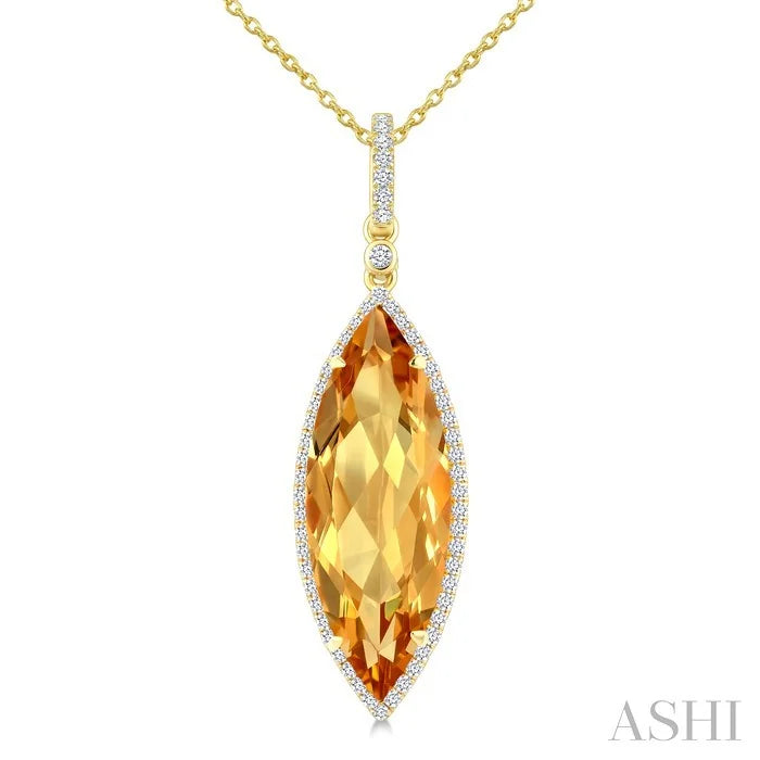 Evoque Gemstone Marquise Shape & Halo Diamond Pendant