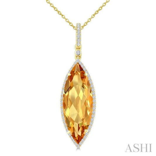 Evoque Gemstone Marquise Shape & Halo Diamond Pendant