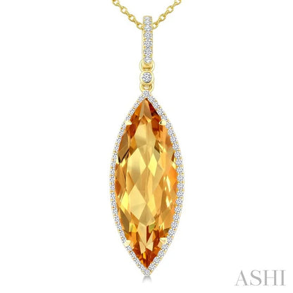 Evoque Gemstone Marquise Shape & Halo Diamond Pendant