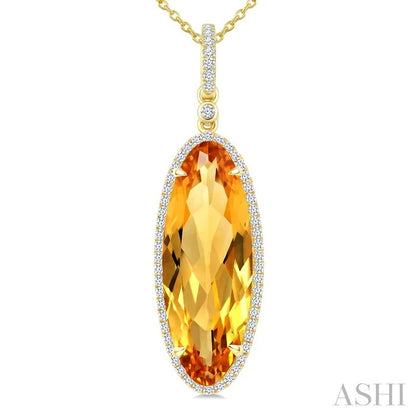 Evoque Gemstone Oval Shape & Halo Diamond Pendant