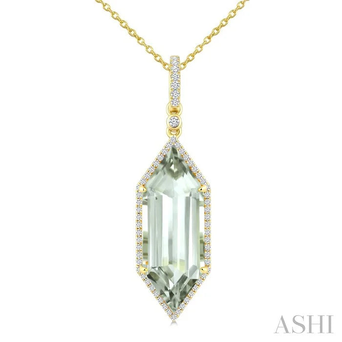 Evoque Gemstone Hexagon Shape & Halo Diamond Pendant
