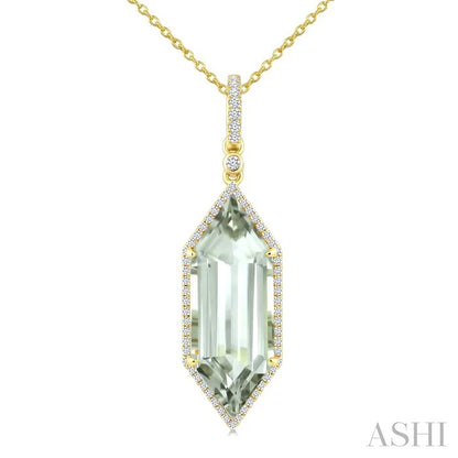 Evoque Gemstone Hexagon Shape & Halo Diamond Pendant