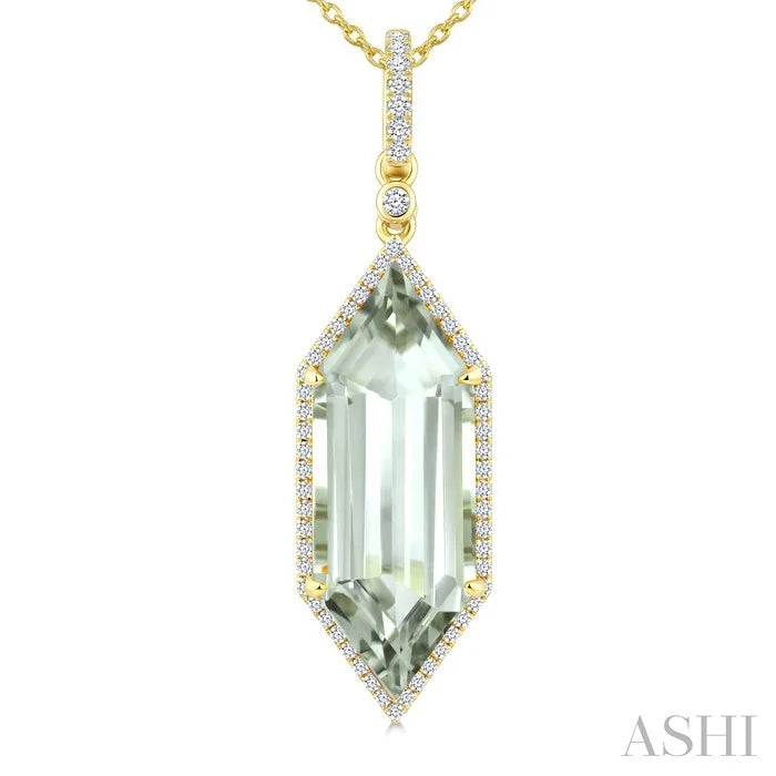 Evoque Gemstone Hexagon Shape & Halo Diamond Pendant