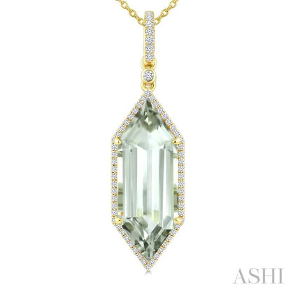 Evoque Gemstone Hexagon Shape & Halo Diamond Pendant