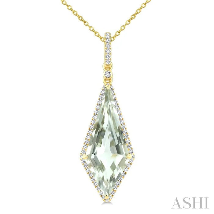 Evoque Gemstone Kite Shape & Halo Diamond Pendant