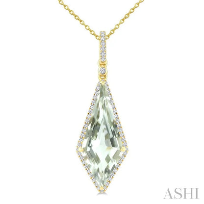 Evoque Gemstone Kite Shape & Halo Diamond Pendant