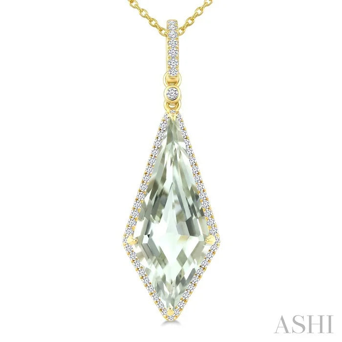 Evoque Gemstone Kite Shape & Halo Diamond Pendant