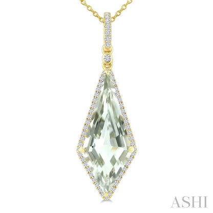 Evoque Gemstone Kite Shape & Halo Diamond Pendant